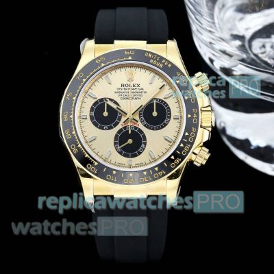 FH Factory Swiss Clone Rolex Daytona 4131 Gain Weight Yellow Gold 40mm Rubber Strap Watch 